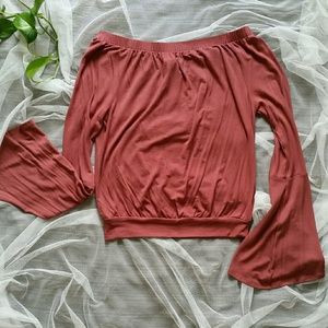Off shoulder bell sleeve top